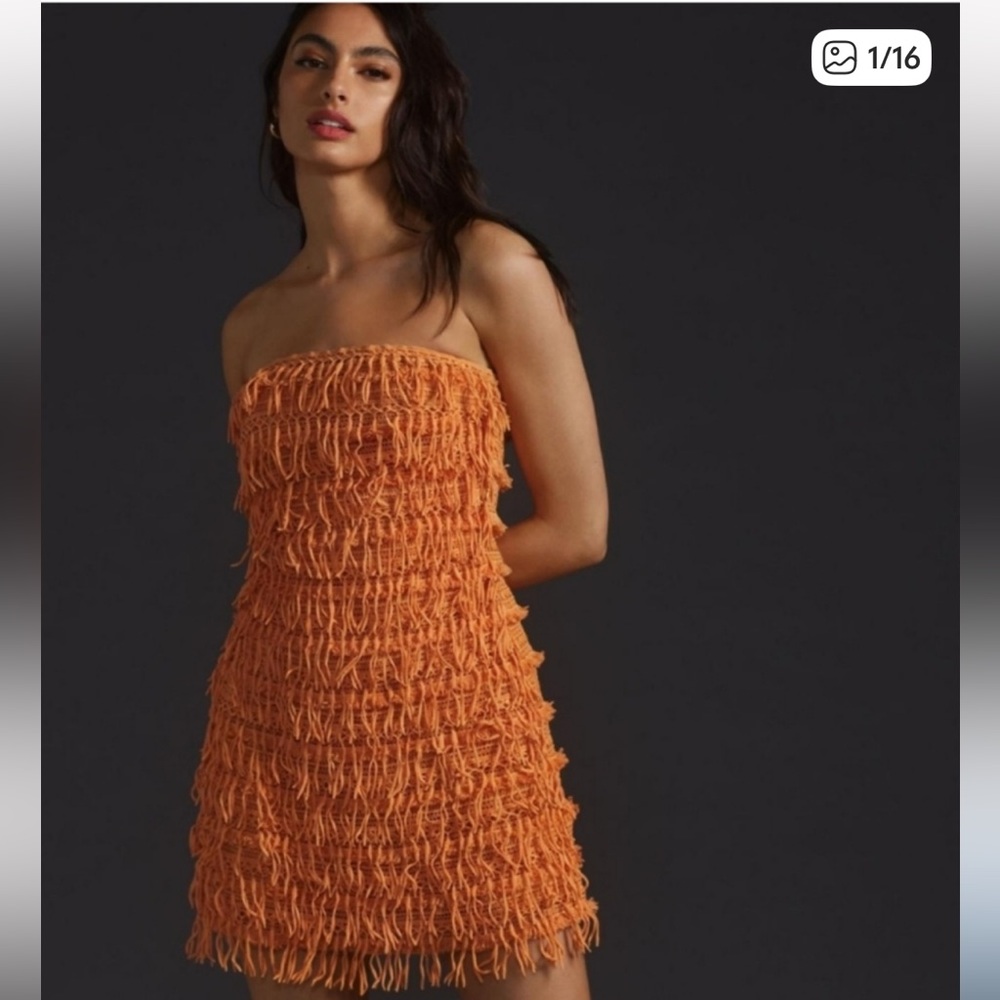 Anthropologie Let Me Be Fringe Tube Dress